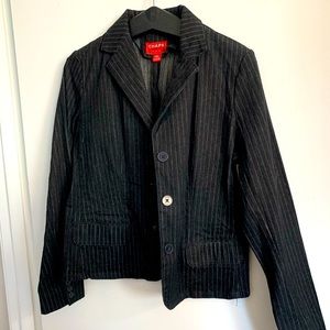 Chaps women’s denim pin striped black collared blazer. New with tags.